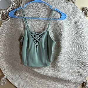 Green contempo crop tank top